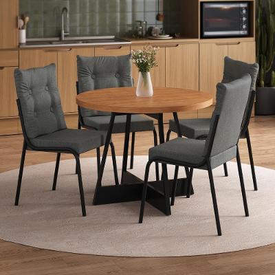 Conjunto de Jantar Santorini 4 Lugares MDP Preta 99CM Móveis Carraro