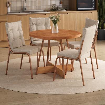 Conjunto de Jantar Santorini 4 Lugares MDP Rosê Cobre 99CM Móveis Carraro