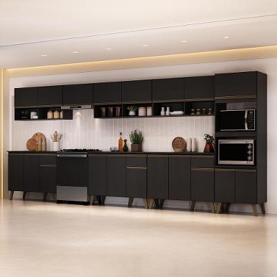 Cozinha Completa Atlanta Cool 19 Portas 3 Gavetas MDP 435CM Preto Touch