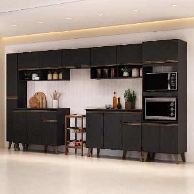 Cozinha Completa Atlanta Full 17 Portas 2 Gavetas MDP Preto Touch Carraro
