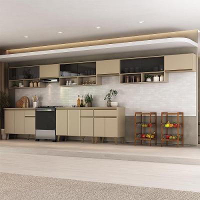 Cozinha Completa Atlanta Style 17 Portas 3 Gavetas MDP Amêndoa Carraro