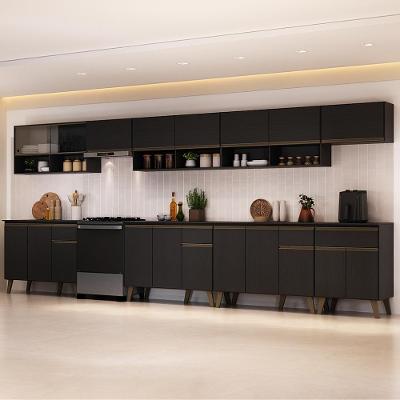 Cozinha Completa Atlanta Station 19 Portas 4 Gavetas MDP Preto Touch