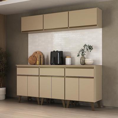 Cozinha Completa Atlanta Hub 9 Portas 3 Gavetas MDF 180CM Amêndoa