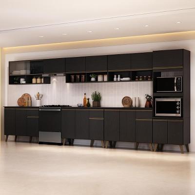 Cozinha Completa Atlanta Uptown 19 Portas 3 Gavetas MDP Preto Touch