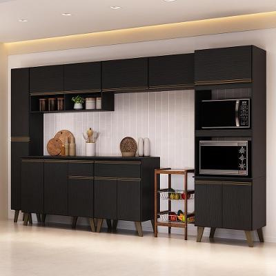Cozinha Completa Atlanta Public 14 Portas 2 Gavetas MDP Preto Touch Carraro