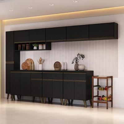 Cozinha Completa Atlanta Central 14 Portas 3 Gavetas MDP Preto Touch Carraro