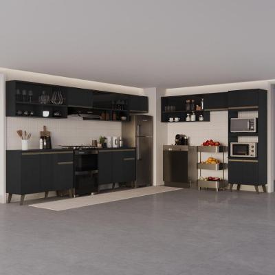 Cozinha Completa Atlanta Next 18 Portas 2 Gavetas MDP 555CM Preto Touch Carraro