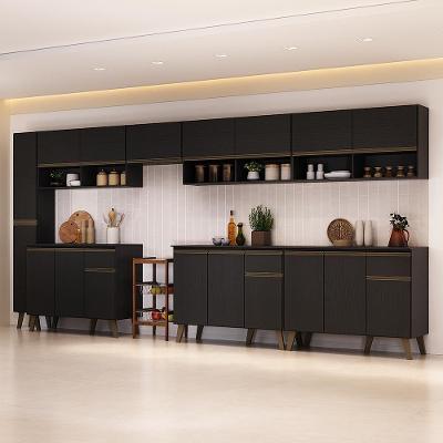 Cozinha Completa Atlanta Clear 18 Portas 3 Gavetas MDP Preto Touch Carraro