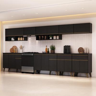 Cozinha Completa Atlanta Active 17 Portas 4 Gavetas MDP 390CM Preto Touch