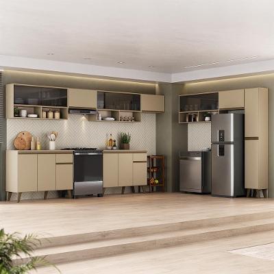 Cozinha Completa Atlanta Core 17 Portas 2 Gavetas MDP Amêndoa Móveis Carraro