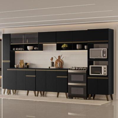 Cozinha Completa Atlanta Urban 16 Portas 2 Gavetas MDP Preto Touch Carraro