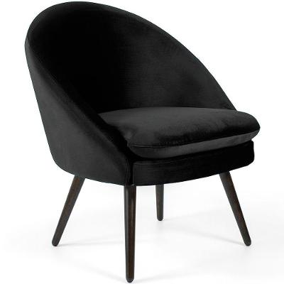 Poltrona Rafa Decorativa Pés Palito Veludo Espuma D26 Preto Nexta Casa