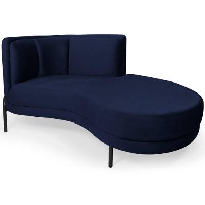 Sofá com Chaise Penélope 1 Lugar 163CM Azul Marinho Veludo