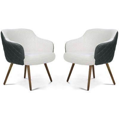 Kit 02 Poltronas Jade Tressê Pés Palito Corano Espuma D28 Cinza Nexta Casa
