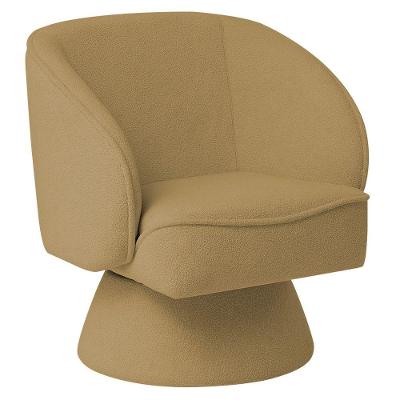 Poltrona Decorativa Agnes Bouclé Base Fixa Espuma D28 Caramelo Nexta Casa