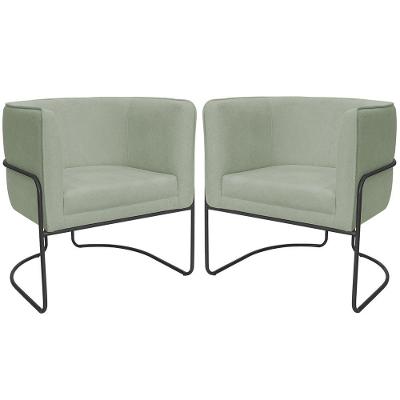 Kit 02 Poltronas Decorativas Betina Bouclé Verde Claro Nexta Casa