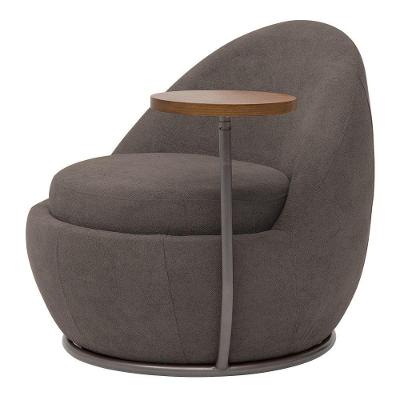 Poltrona Kaira Mesa Lateral Bouclé Base Fixa Titânio Nexta Casa