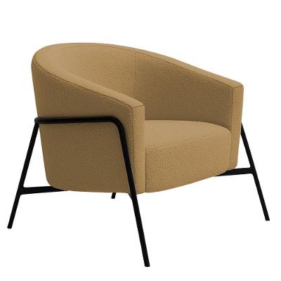 Poltrona Decorativa Maitê Base Aço Preto Bouclé Camel Nexta Casa