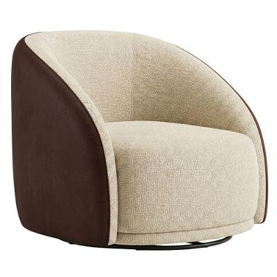 Poltrona Orion Giratória Corino Espuma D26 Base Metal Bege Nexta Casa