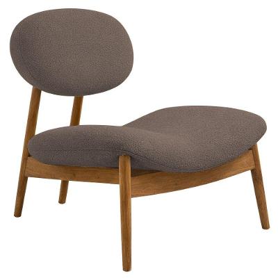 Poltrona Decorativa Yves Bouclé Base Madeira Castanho Marrom Nexta Casa