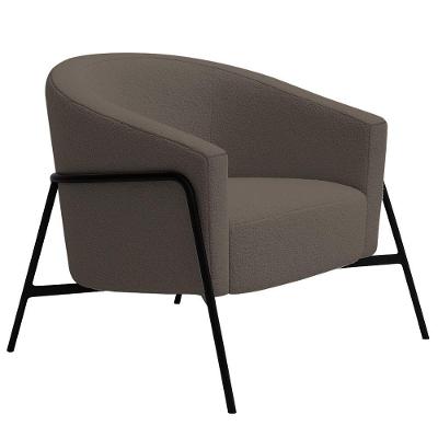 Poltrona Decorativa Maitê Bouclé Marrom Base Aço Preto Espuma D28 Nexta Casa