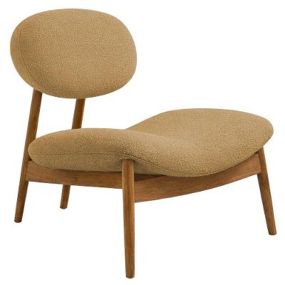 Poltrona Decorativa Yves Bouclé Base Madeira Castanho Camel Nexta Casa
