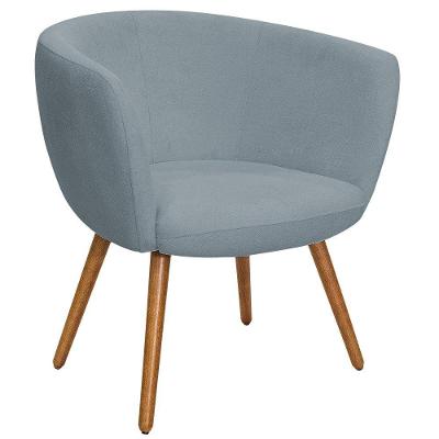 Poltrona Decorativa Isis Pés Palito Castanho Bouclé Azul Claro Nexta Casa