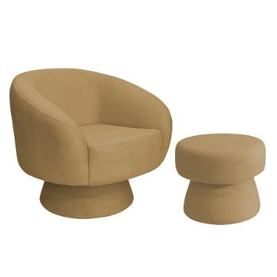 Poltrona com Puff Liz Fixa Bouclé Caramelo Nexta Casa
