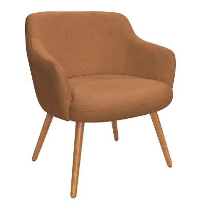 Poltrona Decorativa Jade Pés Palito Bouclé Terracota Nexta Casa
