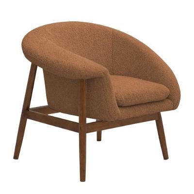 Poltrona Decorativa Yumi Base Madeira Linho Bouclé Terracota Nexta Casa