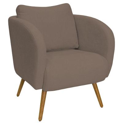 Poltrona Dana Decorativa Pés Palito Madeira Bouclé Espuma D28 Marrom Nexta Casa