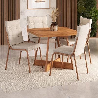 Conjunto de Jantar California 4 Lugares MDP Rosê Cobre Móveis Carraro