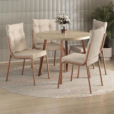 Conjunto de Jantar Dublin 4 Lugares MDP Estrutura Aço Rosê 99CM Carraro