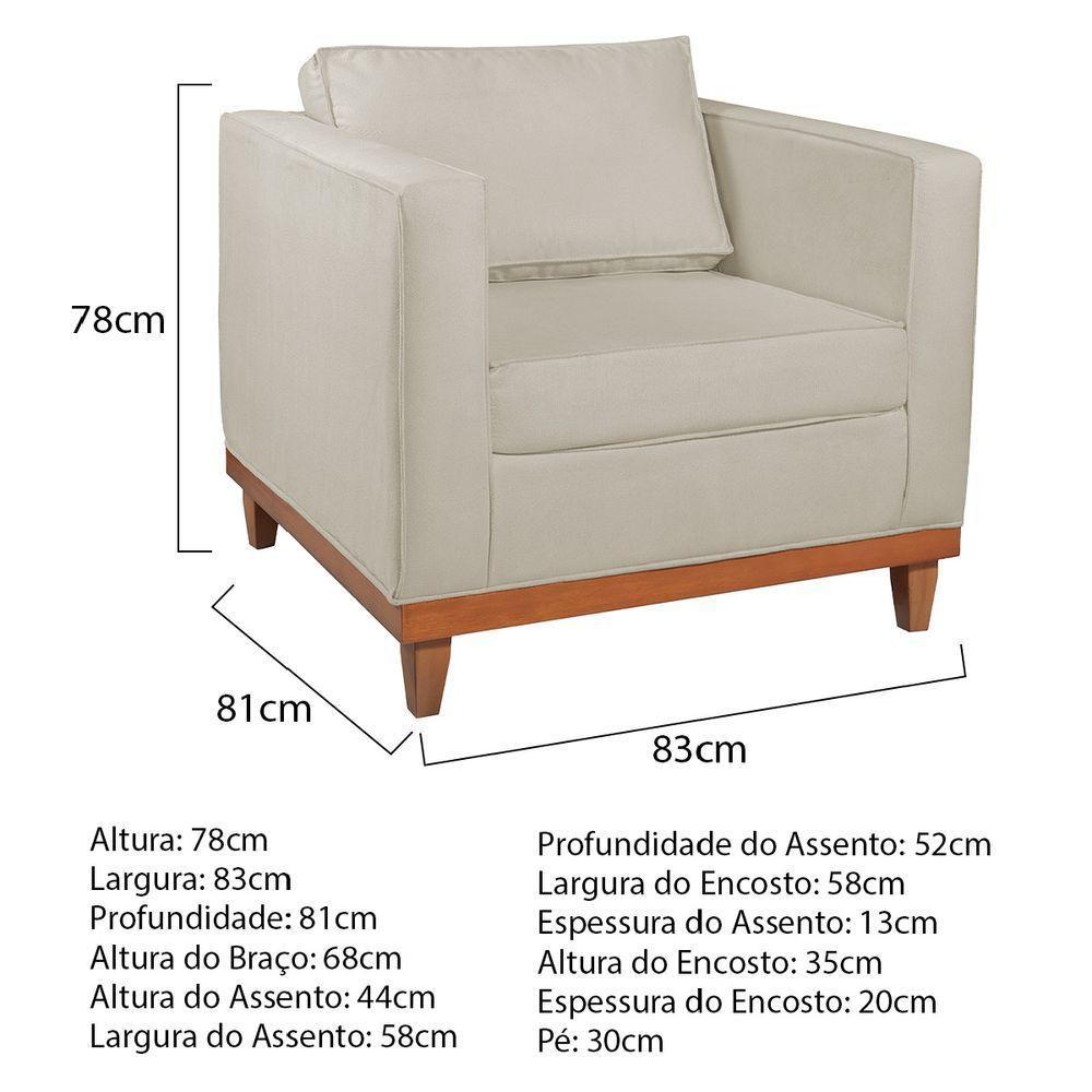 Kit Sofá 2 E 3 Lugares E 2 Poltronas Europa 180 Cm Linho - Amarena Móveis Bege - 9