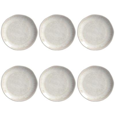 Conjunto de Pratos Rasos Orgânico 6 Peças Cerâmica Alabastro Porto Brasil