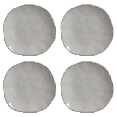 Conjunto de Pratos Rasos Eco Quartzo 4 Peças Cerâmica Cinza Porto Brasil