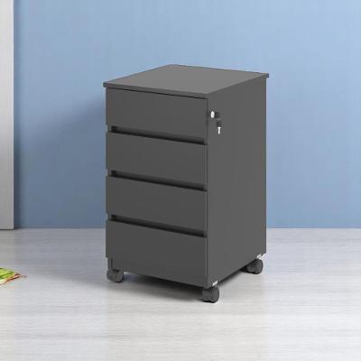 Gaveteiro Volante Moderno 4 Gavetas MDF com Trava Preto Plata Móveis