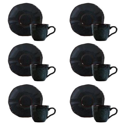 Conjunto de Xícara de Chá com Pires Orgânico Eco Safira Stoneware Azul Porto Brasil