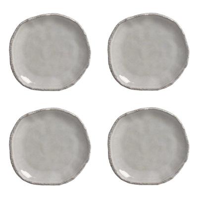 Conjunto de Pratos de Sobremesa 4 Peças Eco Quartzo Cerâmica Cinza Porto Brasil