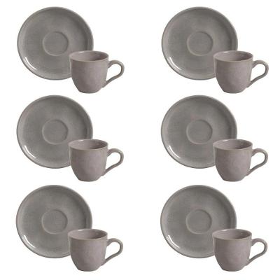 Conjunto de Xícara de Chá com Pires Bio Bruma Stoneware Cinza Porto Brasil