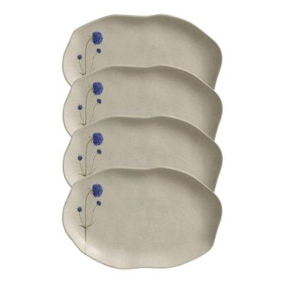 Conjunto 4 Travessas Oval Rasa Cerâmica Stoneware 30x20CM Campestre Bege Porto Brasil