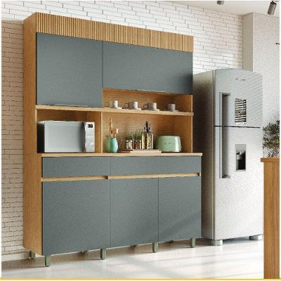 Cozinha Realeza 5 Portas 2 Gavetas MDF 160CM Carvalho Nesher Móveis