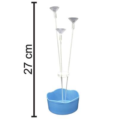 Suporte para Balão Cachepot Azul 3 Hastes Vareta Transparente 27cm Piffer & Cia