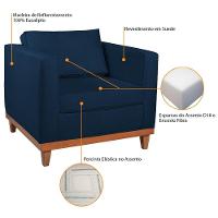 Kit Sofá 2 E 3 Lugares E 2 Poltronas Europa 180 Cm Suede - Amarena Móveis Azul Marinho - 3