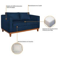 Kit Sofá 2 E 3 Lugares E 2 Poltronas Europa 180 Cm Suede - Amarena Móveis Azul Marinho