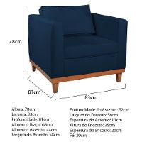 Kit Sofá 2 E 3 Lugares E 2 Poltronas Europa 180 Cm Suede - Amarena Móveis Azul Marinho - 5