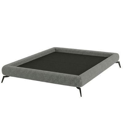 Cama Box King Nami MDF-MDP Pés de Metal Linho Cinza Escuro Nexta