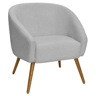 Poltrona Mona Decorativa Bouclé Pés Palito Castanho Cinza Claro Nexta Casa