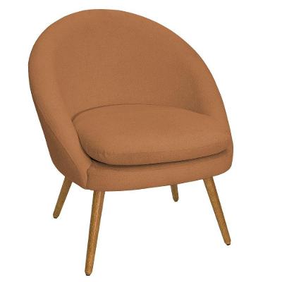 Poltrona Rafa Pés Palito Castanho Bouclé Decorativa Terracota Nexta Casa
