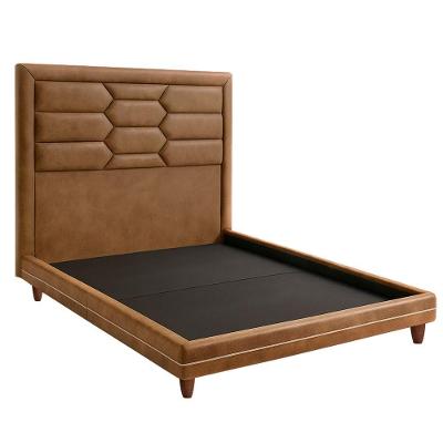 Cama Casal Otto Cabeceira Roma Corano Caramelo Bouclé Off White MDF-MDP Nexta Casa